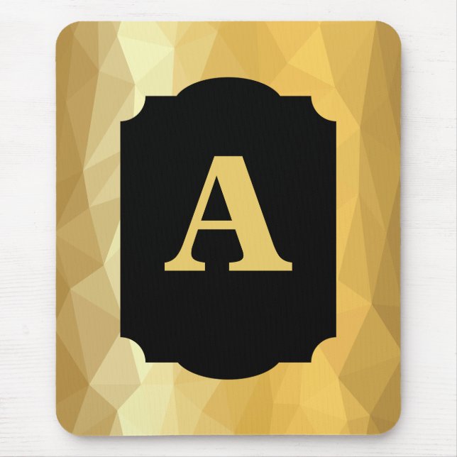 Gold Metallisches Luxusschwarz persönliches Monogr Mousepad (Vorne)