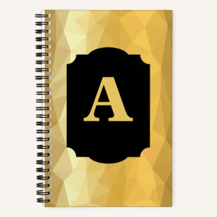 Gold Metallisches Luxusschwarz persönliches Monogr Notizbuch
