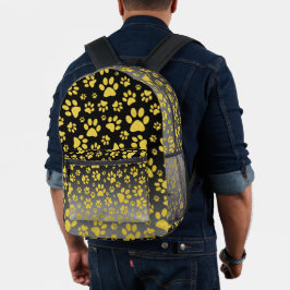 Gold-Metallmuster-Pfoten auf Gradientenhintergrund Bedruckter Rucksack