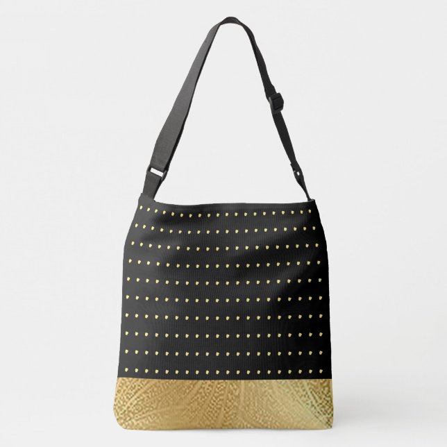 Gold Metallpolka Dots Drucktasche Tragetaschen Mit Langen Trägern (Rückseite)