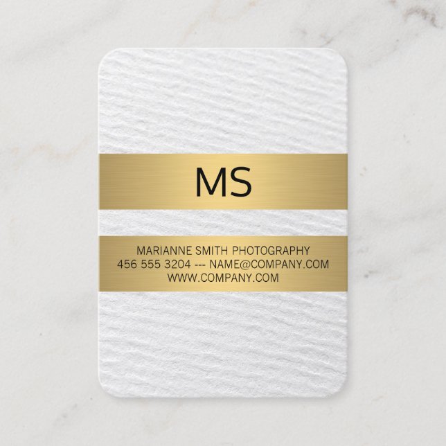 Gold-Metallstreifen / Monogramm / Textur Visitenkarte (Vorderseite)
