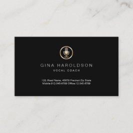 Gold Microphone Icon Voice Coach Business Card Visitenkarte