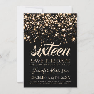 Gold Midnight Glam Sweet 16 Geburtstagsparty Save The Date