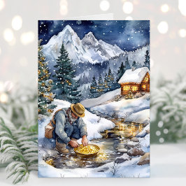 Gold Miner Gold Rush Weihnachtskarte Feiertagskarte