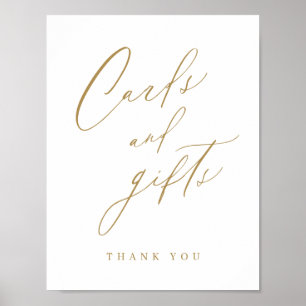 Gold minimal modern script wedding cards and gifts poster