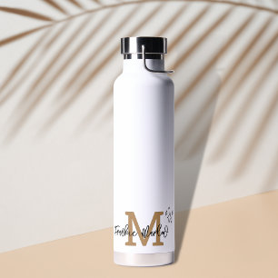 Gold Minimal Moderner Name des Monogramms Trinkflasche