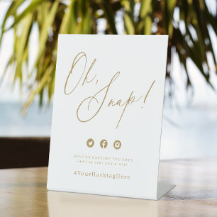Gold minimale moderne Skripte Hochzeit oh Snap Sockelschild