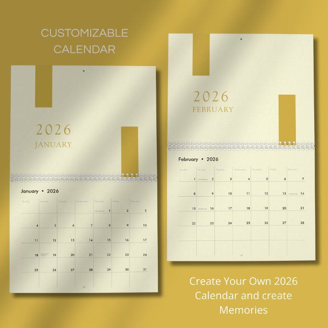 Gold Minimalist Modern 2026 Wall Calendar Kalender (Von Creator hochgeladen)
