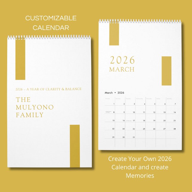 Gold Minimalist Modern 2026 Wandkalender (Von Creator hochgeladen)