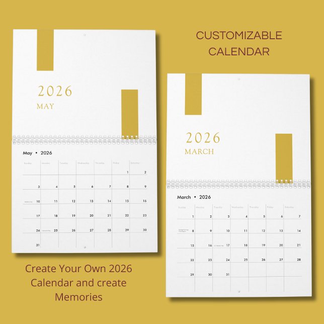 Gold Minimalist Modern 2026 Wandkalender (Von Creator hochgeladen)