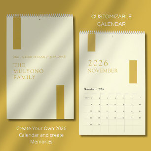 Gold Minimalist Modern 2026 Wandkalender