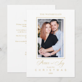 Gold Minimalist Modern Christmas Photo Family