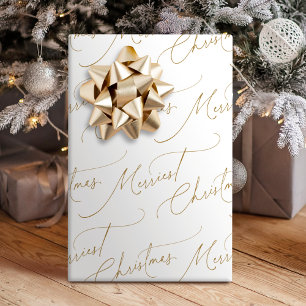 Gold Minimalist Modern Script Fröhlichste Weihnach Geschenkpapier