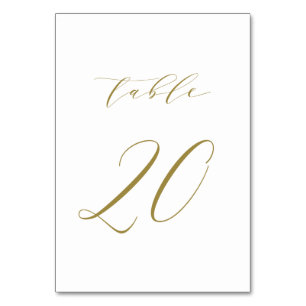 Gold Minimalist Schrift Hochzeit Tisch Nummer 20 Tischnummer