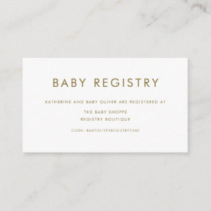 Gold Minimalist Typografie Baby Showregister Begleitkarte