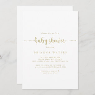 Gold Minimalistisch Calligraphy Baby Dusche Einladung