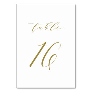 Gold Minimalistisch Script Wedding Tischnummer 16