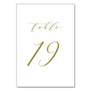 Gold Minimalistisch Script Wedding Tischnummer 19