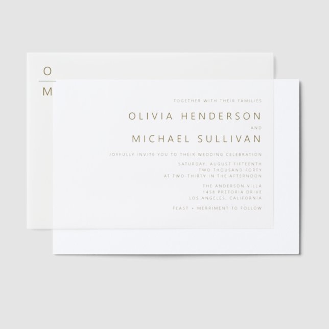 Gold Minimalistisch Typografy Monogram Wedding (Versetzt)