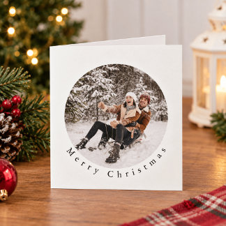 Gold Minimalistische Familienfoto Weihnachten Keramik Ornament