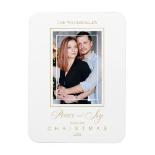 Gold Minimalistische Moderne Weihnachtsfoto Famili Magnet