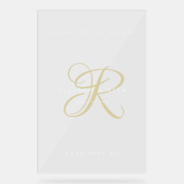 Gold Minimalistische Monogram Clear Wedding Willko Acrylschild