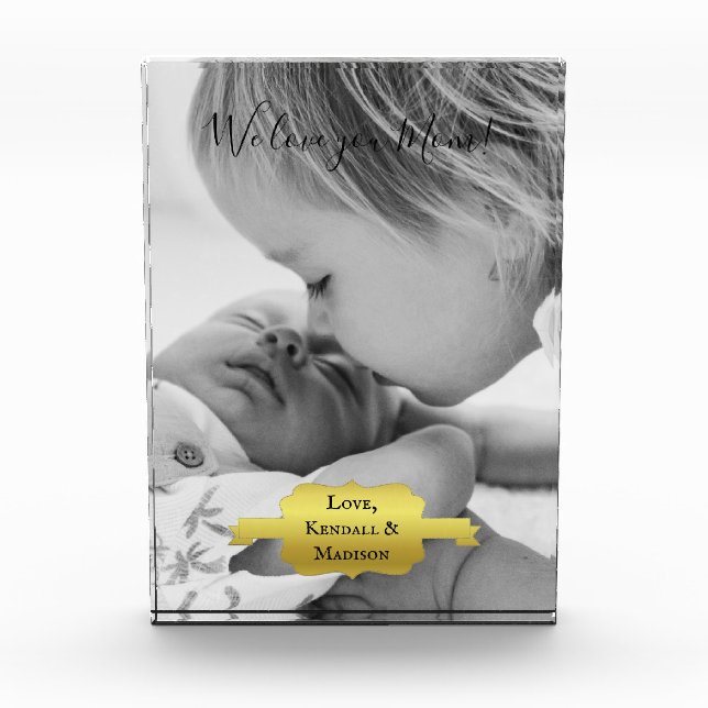 Gold Minimalistische Mother Day Foto Block (Vorderseite)