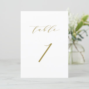 Gold Minimalistische Script-Hochzeit Tischnummer 1