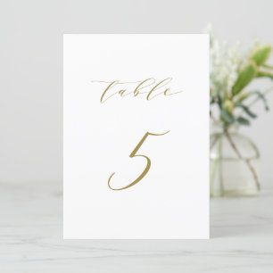 Gold Minimalistische Script-Hochzeit Tischnummer 5
