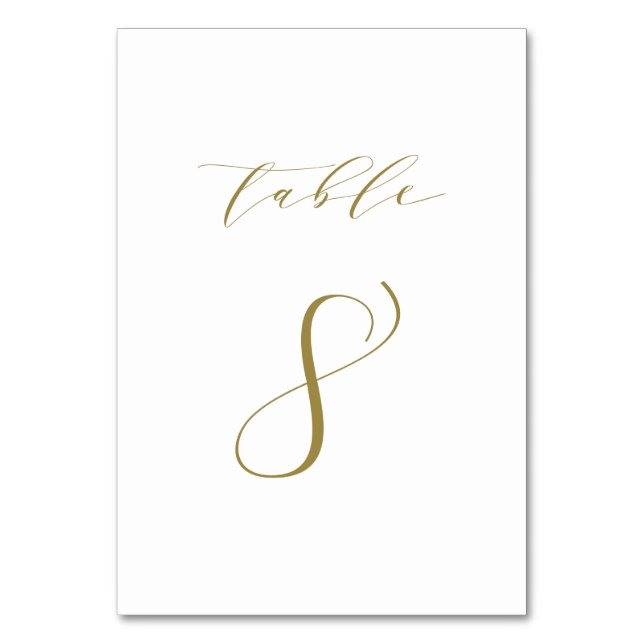 Gold Minimalistische Script-Hochzeit Tischnummer 8 (Vorderseite)
