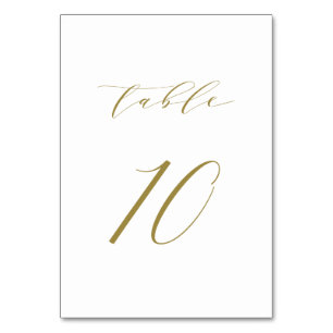Gold Minimalistische Script-Hochzeitstabelle 10 Tischnummer
