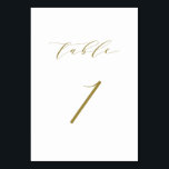 Gold Minimalistische Script-Hochzeitstabelle 1 Tischnummer<br><div class="desc">Tabelle 1. Vervollständigen Sie Ihren Tisch mit dieser eleganten und einfachen Tischnummer-Karte. Es verfügt über ein minimalistisches goldenes Skript mit weißem Hintergrund. Diese Script-Tischnummer ist ideal für Hochzeiten,  Abschluss,  Babyduschen,  Brautpartys und andere Veranstaltungen. Weitere Nummern und Farben sind verfügbar.</div>