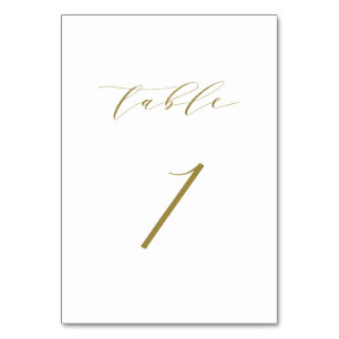 Gold Minimalistische Script-Hochzeitstabelle 1 Tischnummer