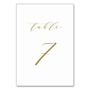 Gold Minimalistische Script-Hochzeitstabelle 7 Tischnummer