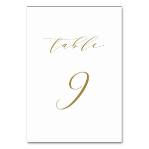 Gold Minimalistische Script-Hochzeitstabelle 9 Tischnummer