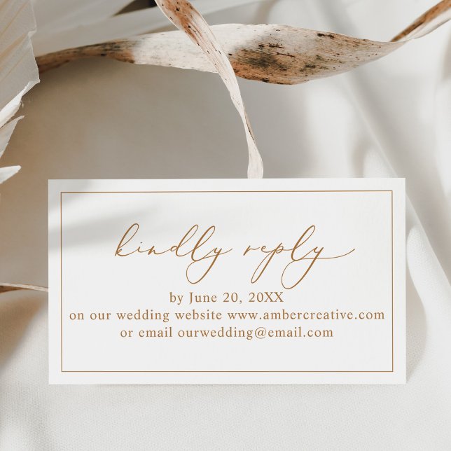 Gold Minimalistische Wedding Website RSVP Card Visitenkarte (Von Creator hochgeladen)