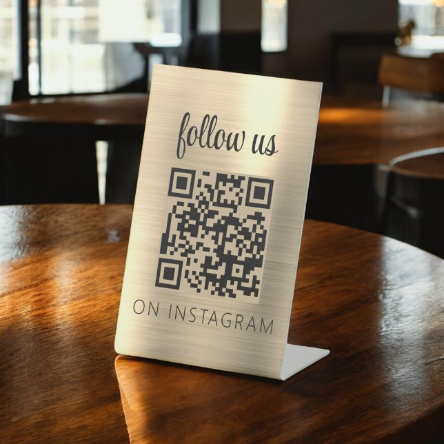 Gold Minimalistischer QR-Code auf Instagram Sockelschild (Von Creator hochgeladen)