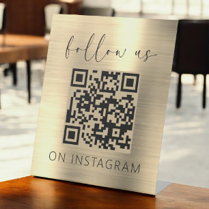 Gold Minimalistischer QR-Code auf Instagram Sockelschild