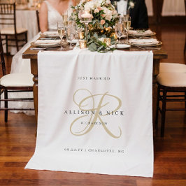 Gold minimalistisches Monogramm Gerade verheiratet Wandteppich