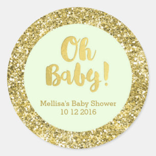 Gold Mint Baby Dusche Oh Baby Fevor Sticker