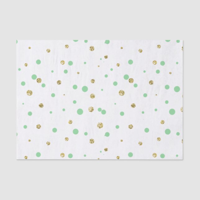 Gold Mint Imitate Glitzer Confetti Dots Seidenpapier (Vorderseite)