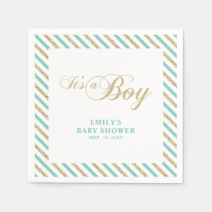 Gold & Mint   Moderne Babyparty-Serviette für Jung Serviette