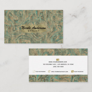 Gold & Minty Türkis Glitter Swirl Luxus Stil Visitenkarte