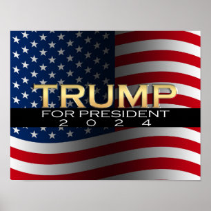 Gold mit Flagge Donald Trump für Präsident 2016 Poster
