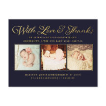Gold mit Liebe & Danky Baby Foto Postkarte