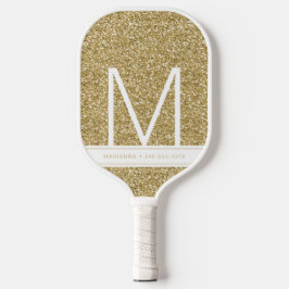Gold Mit Monogramm Glitzer Personalisiert Pickleball Schläger