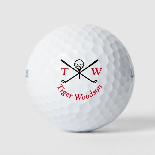 Gold mit Monogramm Initialen und Name personalisie Golfball (Vorderseite)