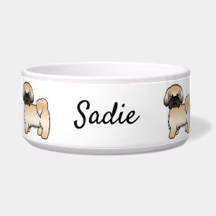 Gold mit schwarzer Maske Shih Tzu Cartoon Dog & Na Napf