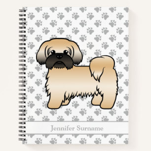 Gold mit schwarzer Maske Shih Tzu Cartoon Dog & Na Notizbuch