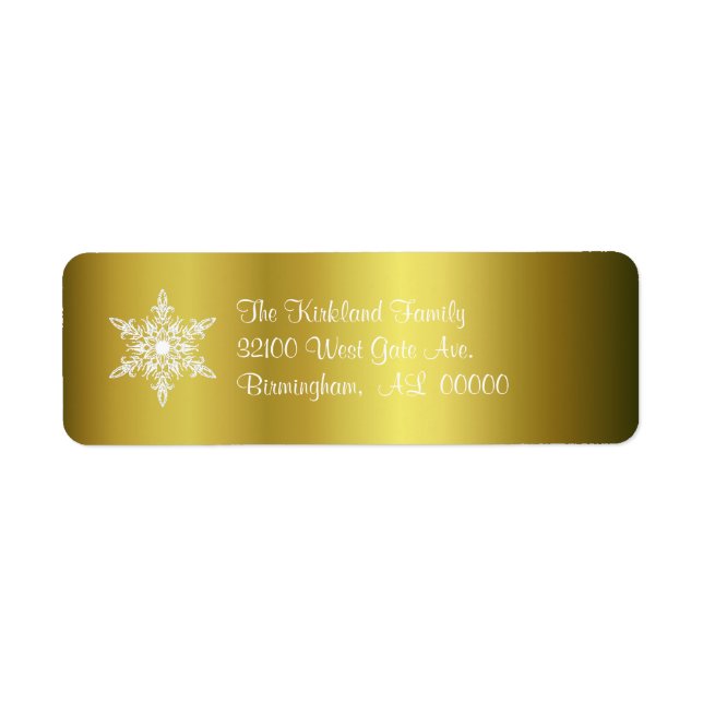 Gold mit Snowflake Holiday Address Labels (Vorne)